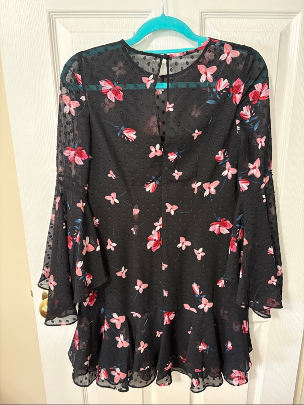 Eliza J Black Floral Ruffle Dress with Pink Print - Picture 5 of 8